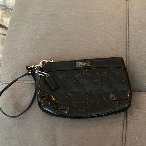 Coach Glossy Black Wristlet